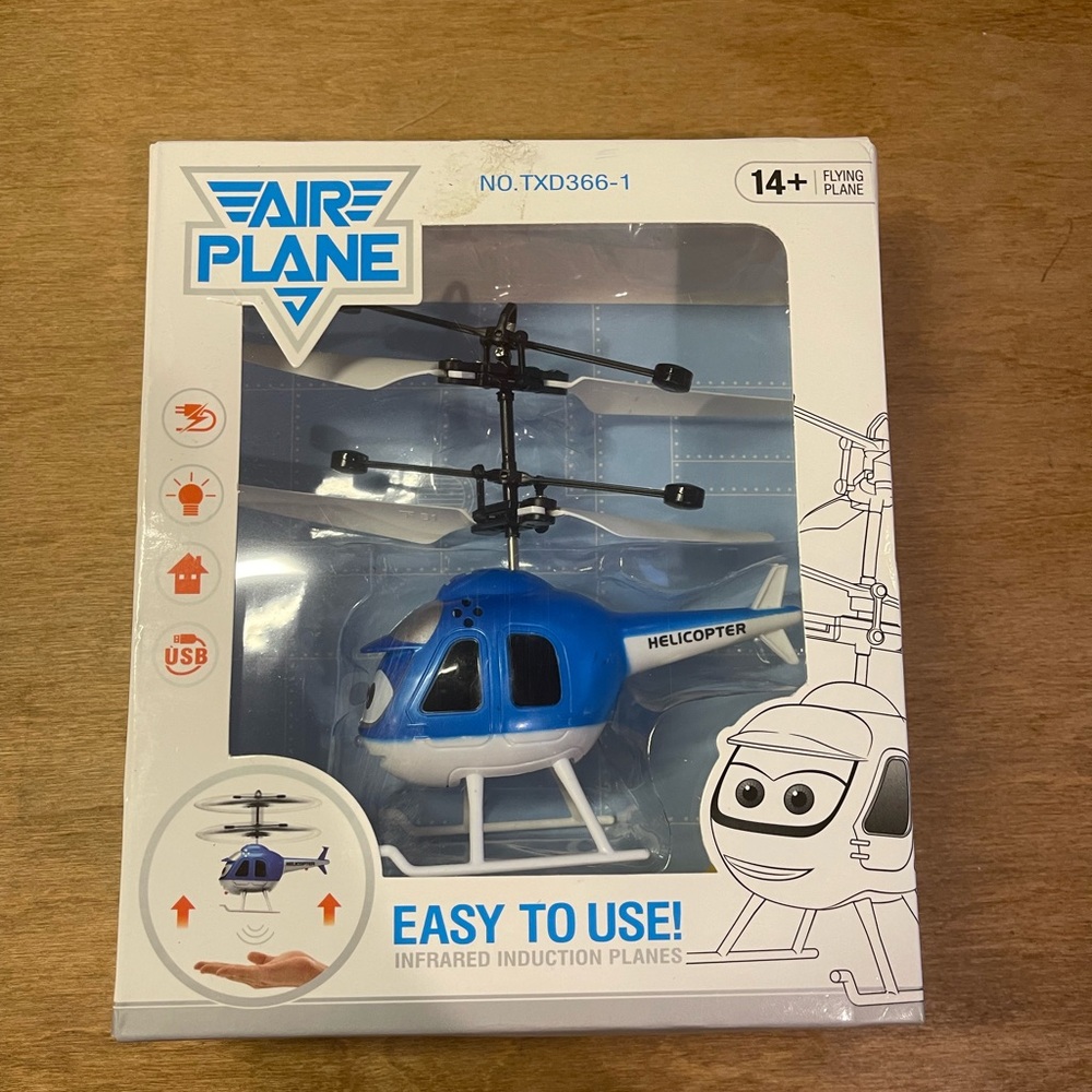 Blue Helicopter Toy - Easy to Use Infrared Induction